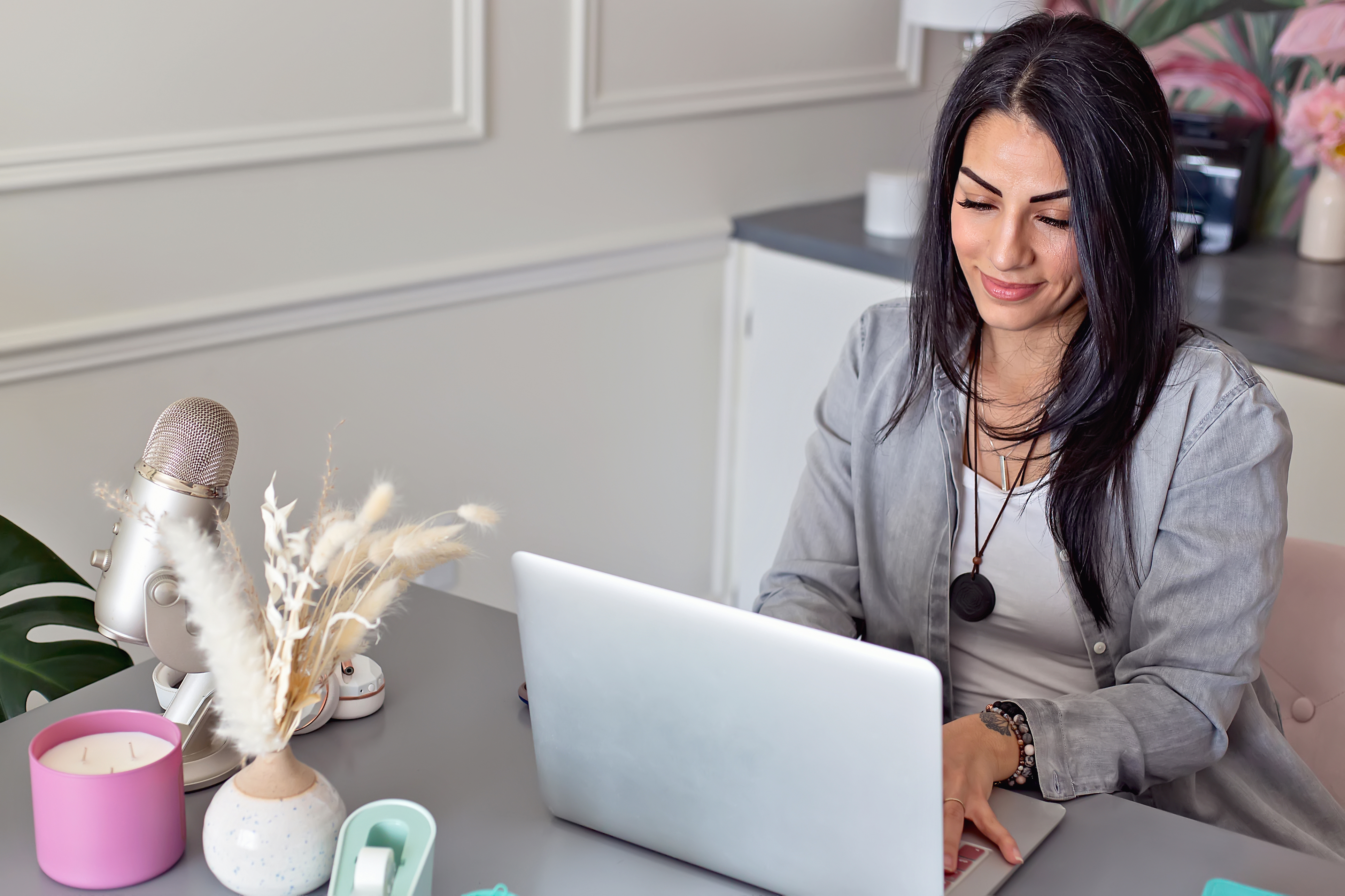 Women working in home office