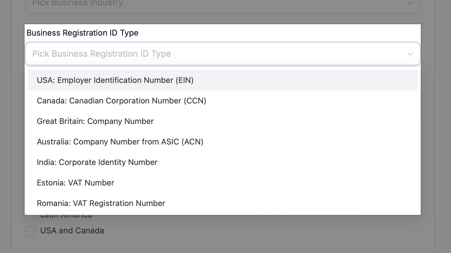Business ID Type