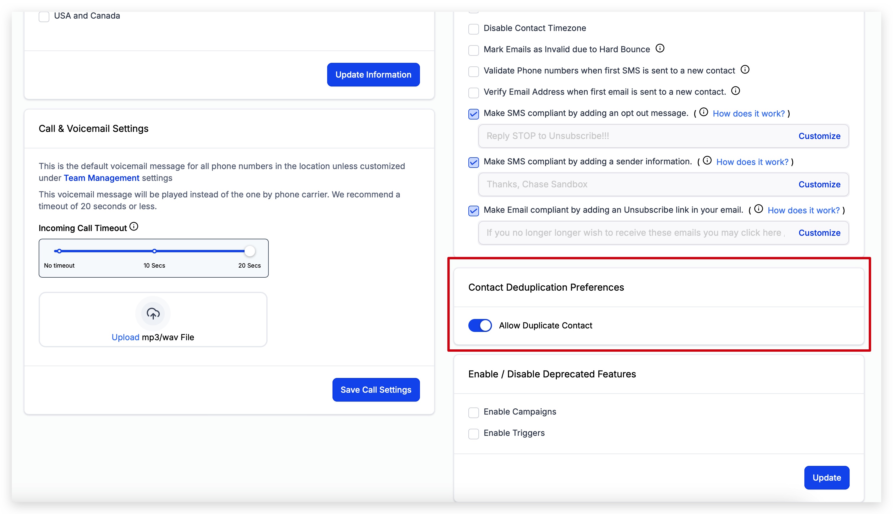 Contact duplication toggle