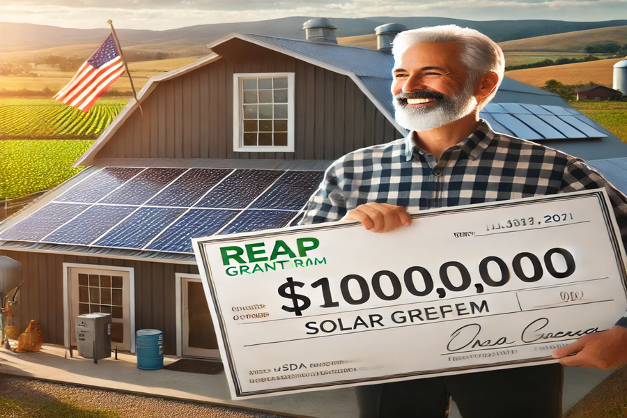 West Mountain small business owner receiving a $1,000,000 check from the USDA REAP Grant Program in front of a building with solar panels. Solar funding opportunity for rural businesses in Utah with Ask Solar Mike. West Mountain small business owner receiving a $1,000,000 check from the USDA REAP Grant Program in front of a building with solar panels. Solar funding opportunity for rural businesses in Utah with Ask Solar Mike.