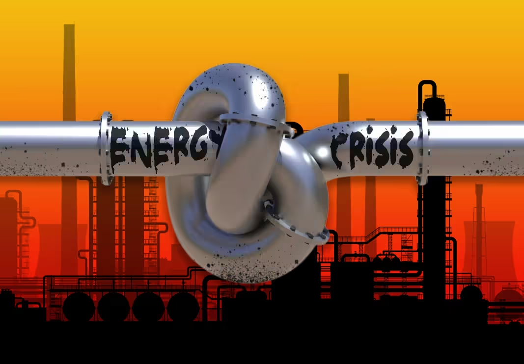 A striking image of a tangled metallic pipe labeled 'ENERGY CRISIS' in bold black letters, set against a fiery orange-red backdrop of an industrial landscape with power plants and pipelines. The scene symbolizes the looming power shortages threatening Woodland Hills, UT, and the urgent need for solar solutions from Ask Solar Mike. A striking image of a tangled metallic pipe labeled 'ENERGY CRISIS' in bold black letters, set against a fiery orange-red backdrop of an industrial landscape with power plants and pipelines. The scene symbolizes the looming power shortages threatening Woodland Hills, UT, and the urgent need for solar solutions from Ask Solar Mike.