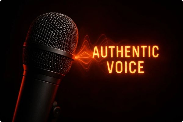 Microphone with voice waves illustrating that Content Creation Call keeps your authentic tone. Microphone with voice waves illustrating that Content Creation Call keeps your authentic tone.