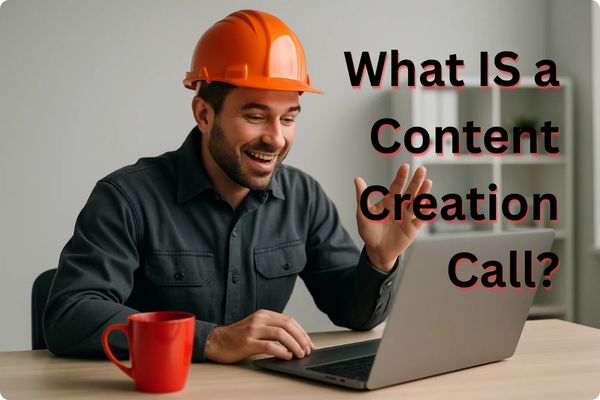 General contractor on a laptop presenting in a webinar General contractor on a laptop presenting in a webinar