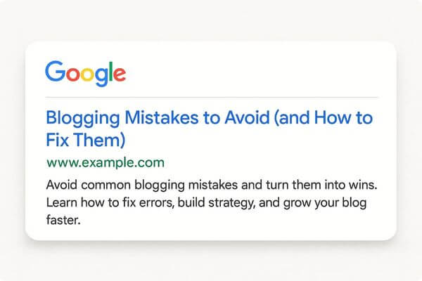 example of optimized blog title tag and meta description in Google search results example of optimized blog title tag and meta description in Google search results