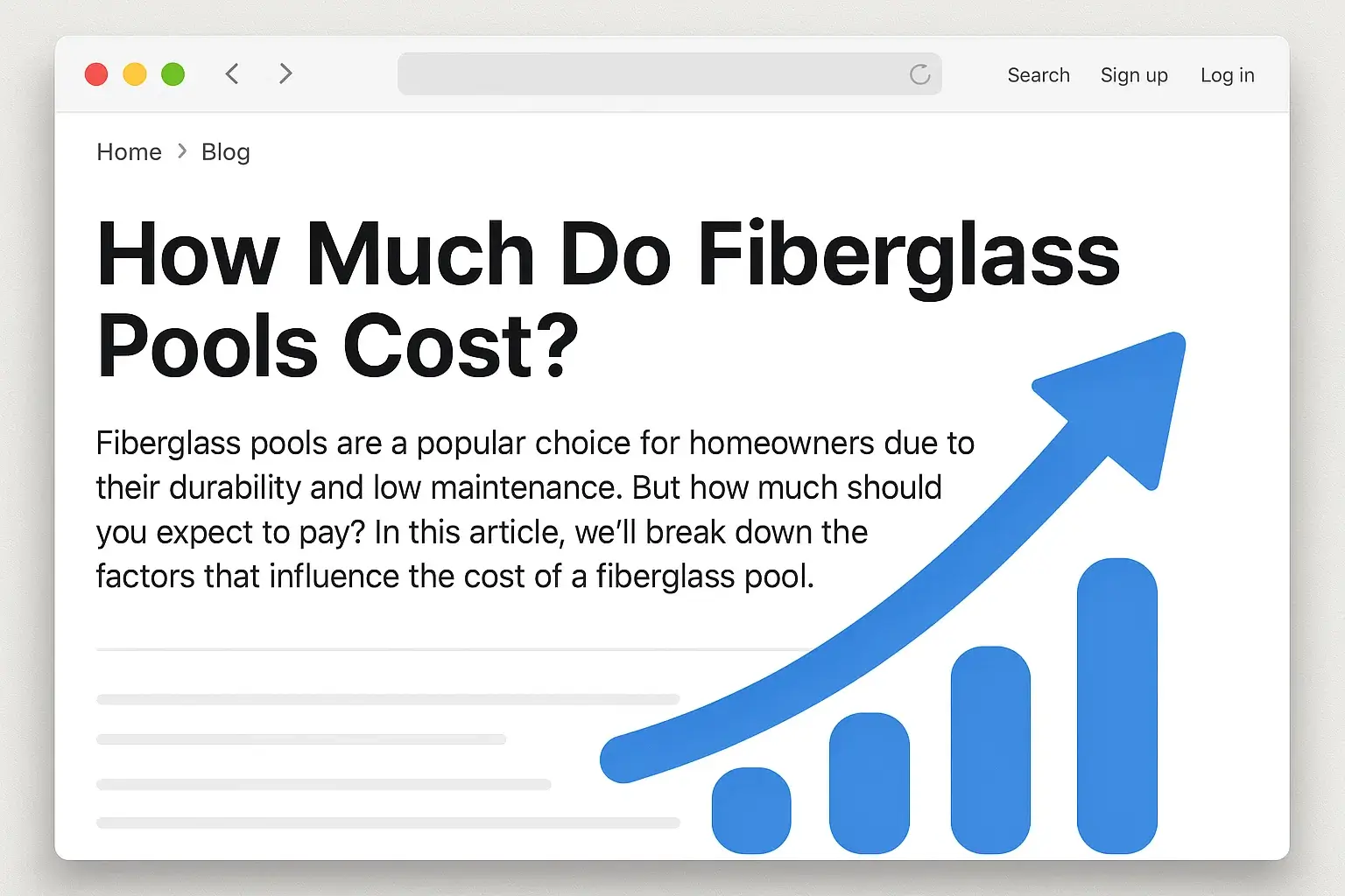 “Example of River Pools blog article that still generates traffic and revenue years later.” “Example of River Pools blog article that still generates traffic and revenue years later.”