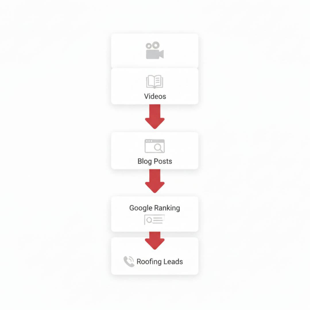 Flowchart showing how educational content turns into roofing leads Flowchart showing how educational content turns into roofing leads