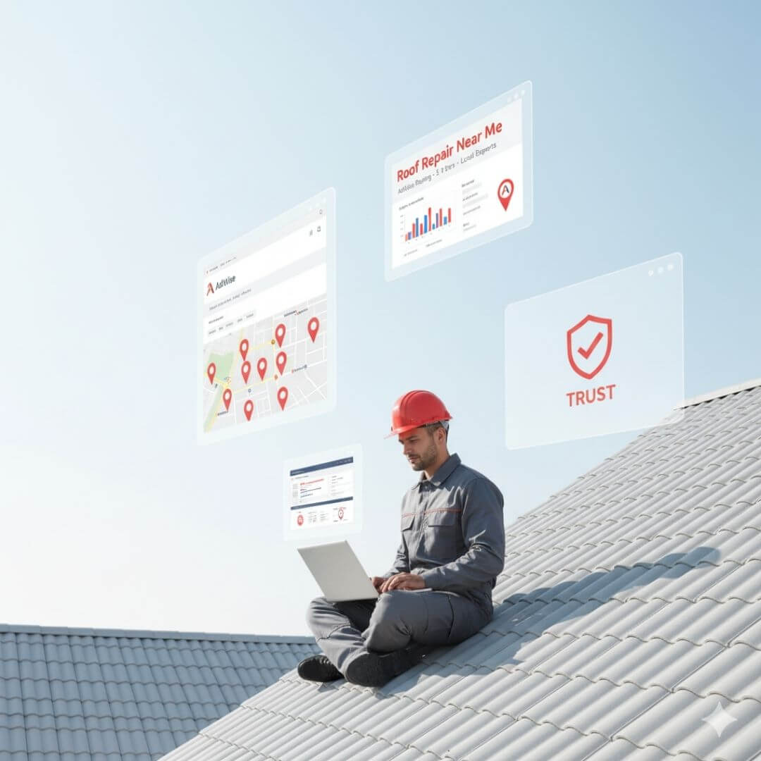 Roofer using SEO to rank for local roof repair searches.