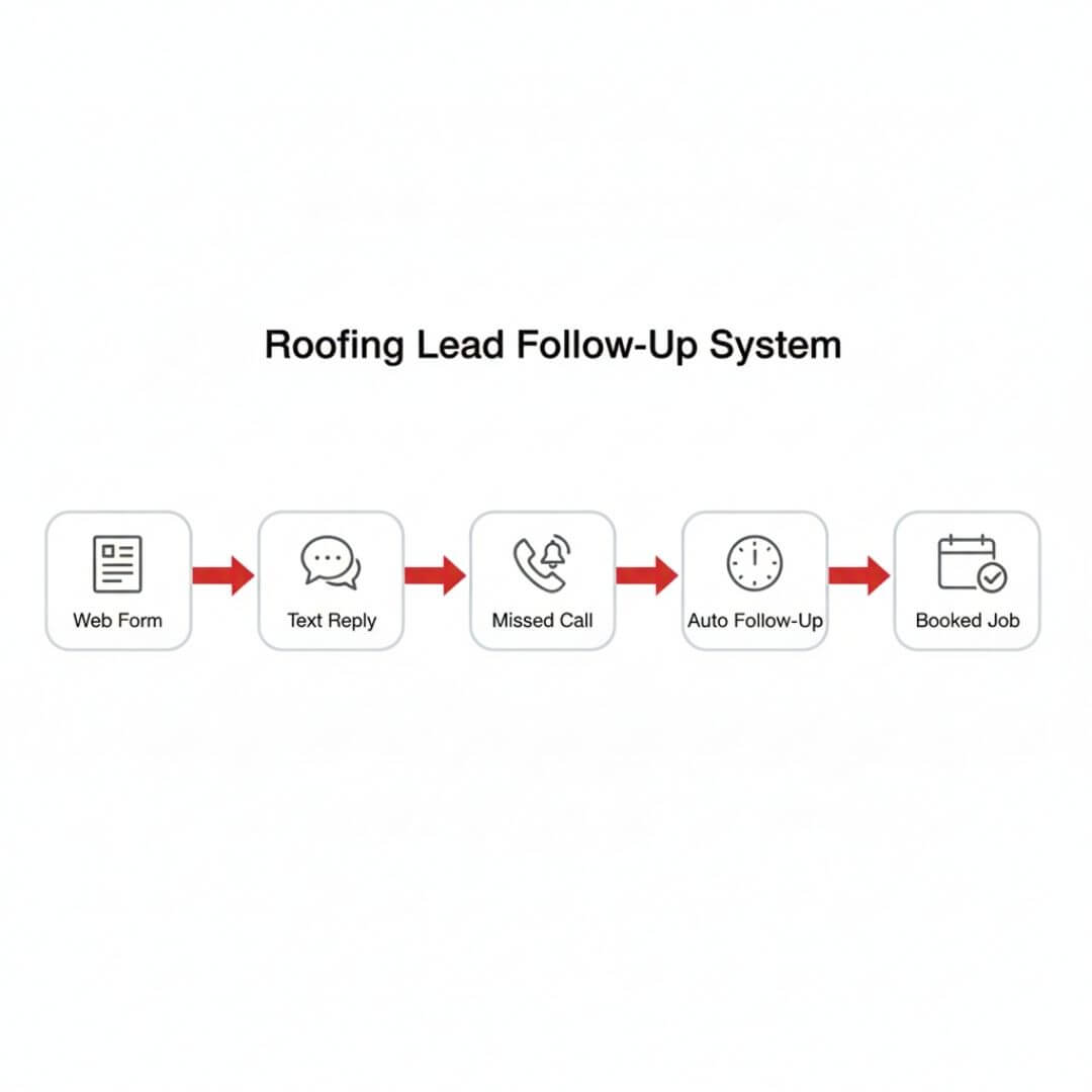 GoHighLevel automation workflow showing how roofing leads are captured, texted, and followed up automatically GoHighLevel automation workflow showing how roofing leads are captured, texted, and followed up automatically