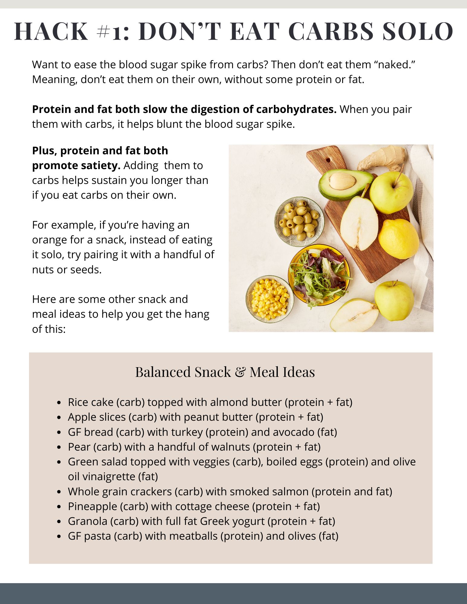Hack #1: Don't eat carbs solor