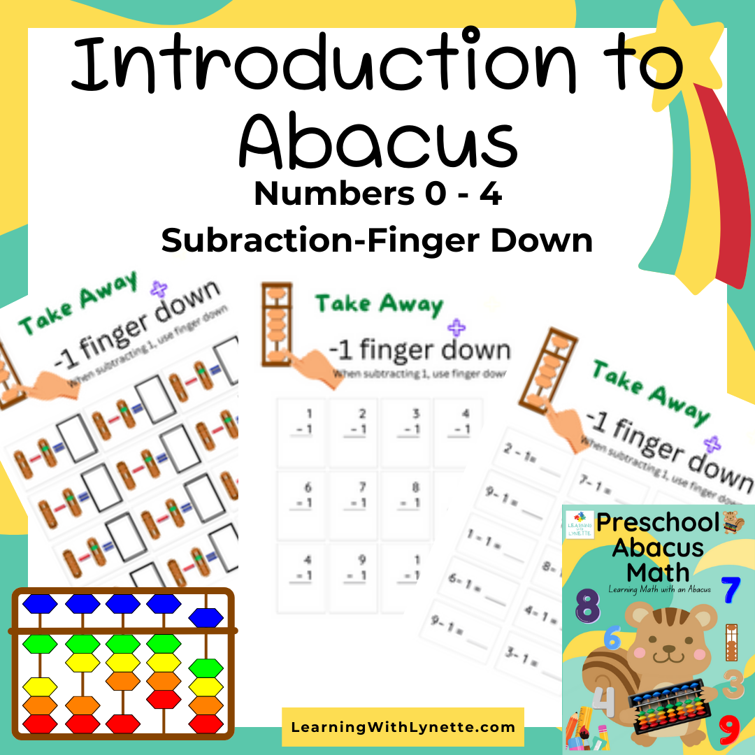 Subtraction from 0-4 on the abacus 