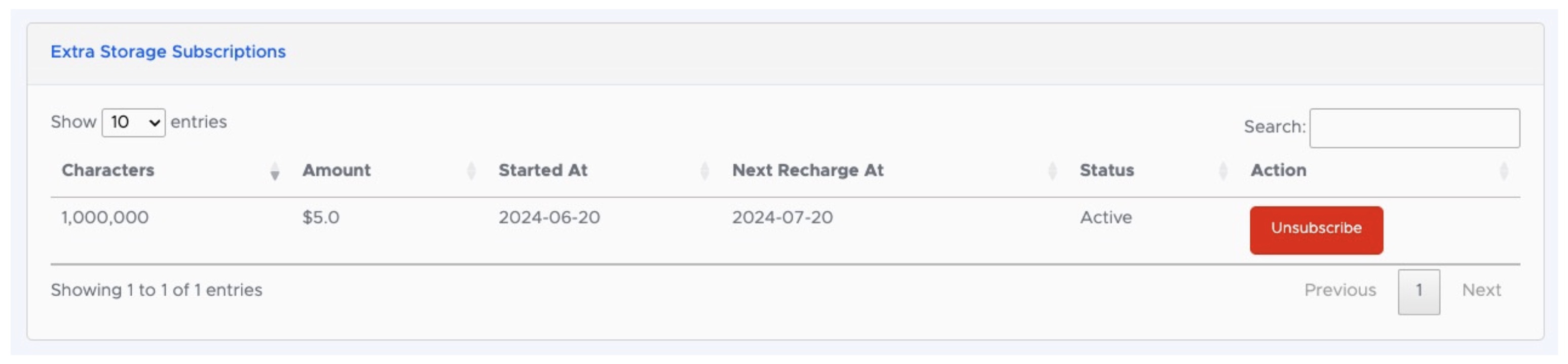 extra storage subscriptions