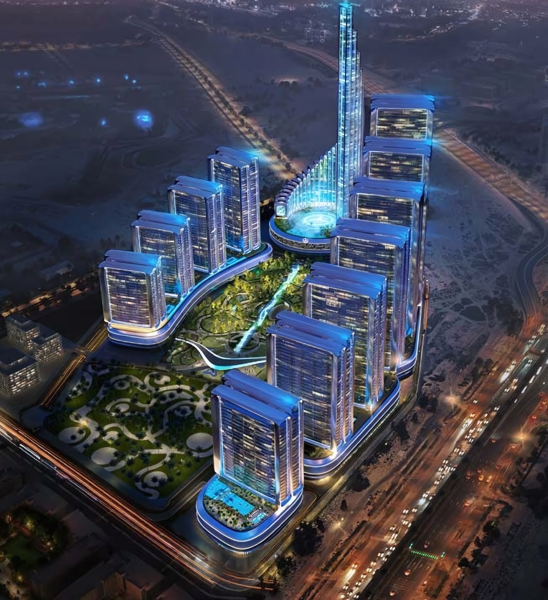Mercedes Benz Places luxury off plan apartments in Meydan Dubai by Binghatti aerial masterplan view