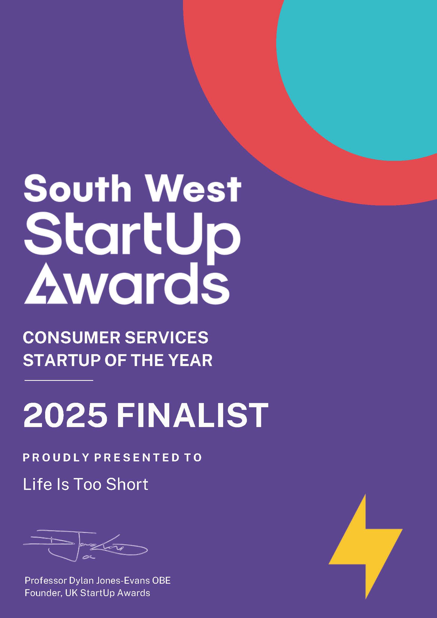 We are finalists at the UK Startup Awards - South West Region