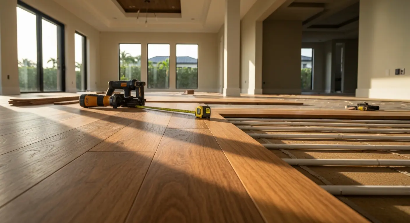 Engineered hardwood flooring in Parkland home