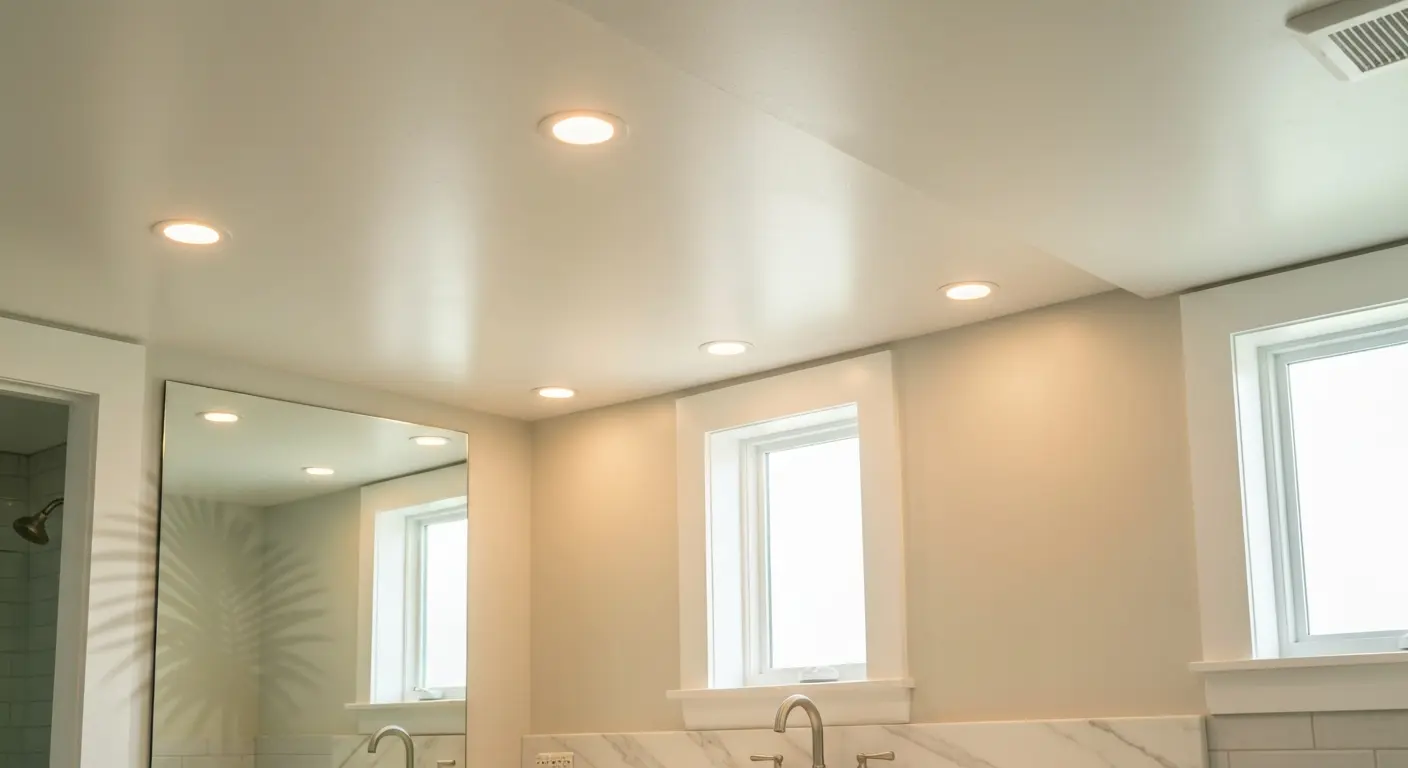 Recessed ceiling lights in bathroom