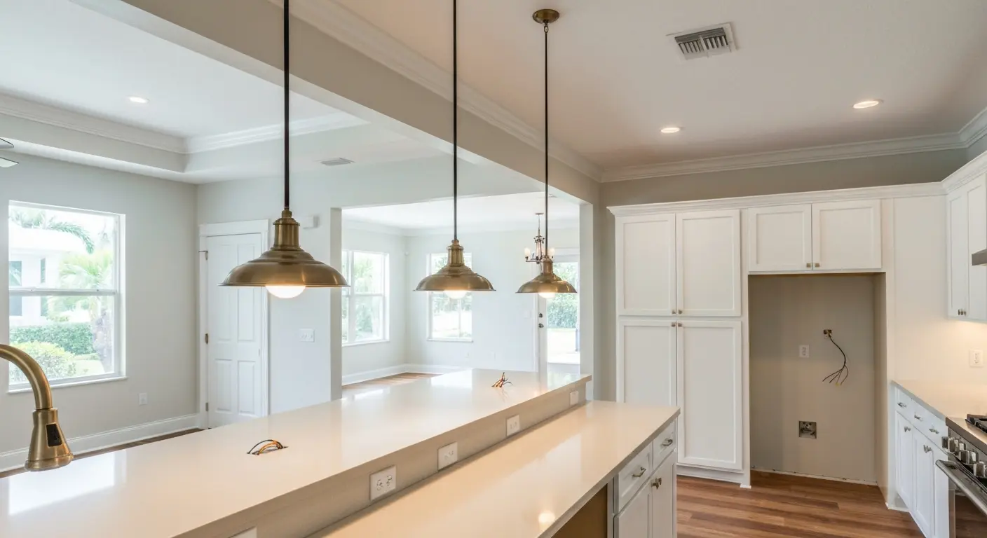 Modern kitchen lighting and flooring