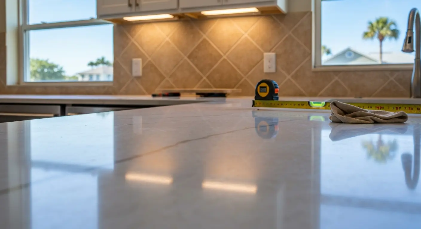 Quartz countertop installation