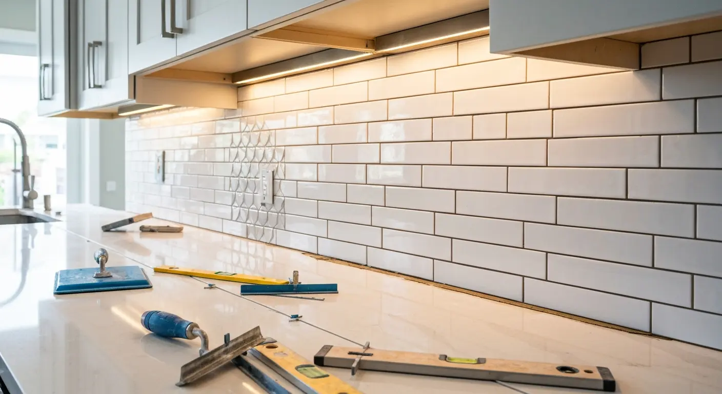 Kitchen backsplash tile installation