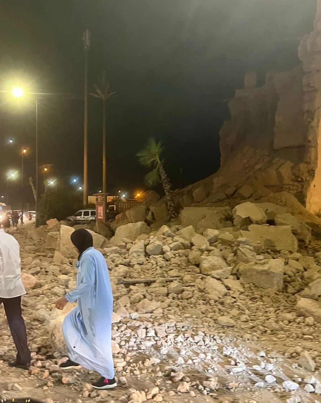 morroco earthquake debris in the night morroco earthquake debris in the night