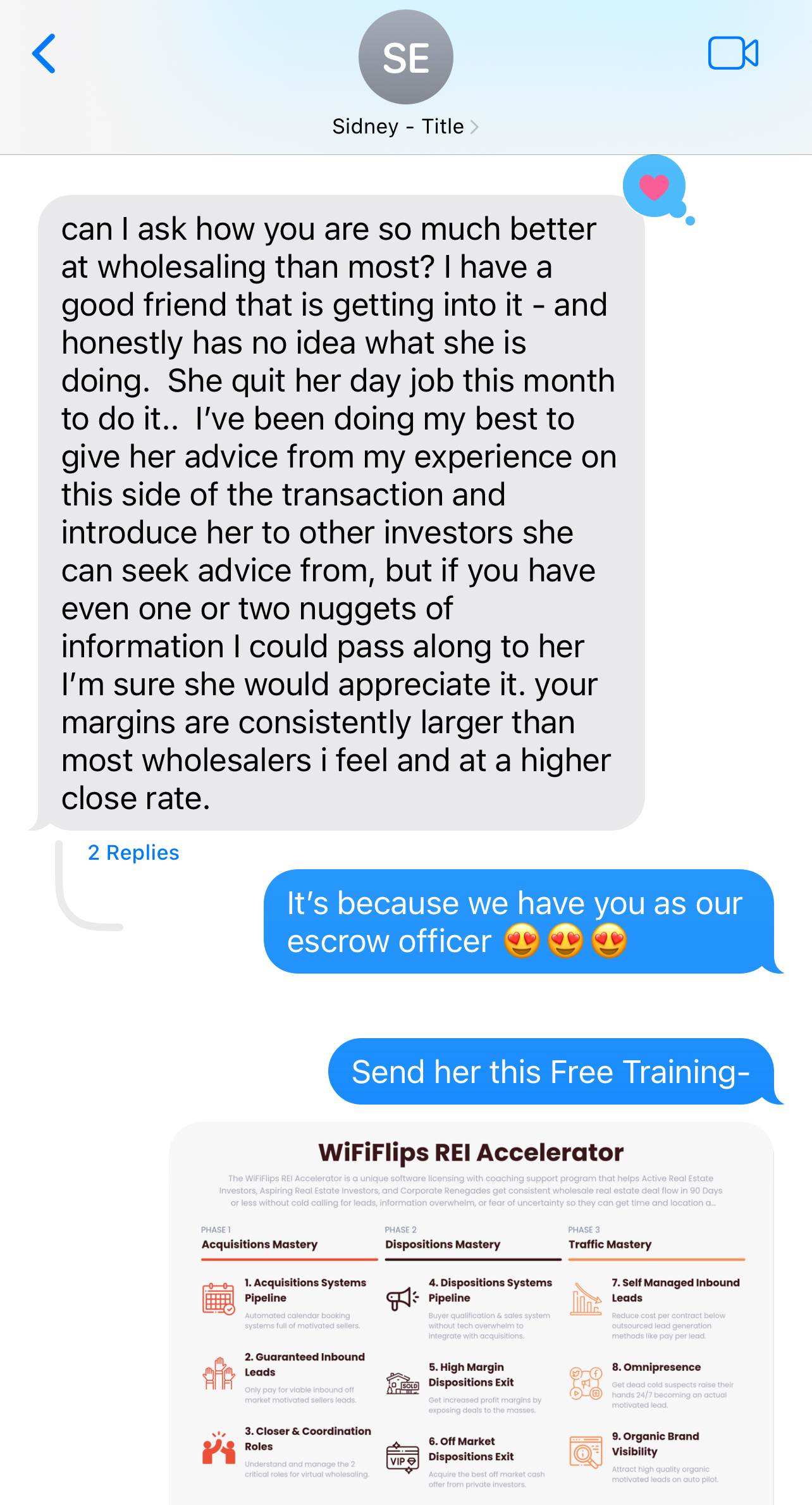 Text Message Asking For Real Estate Wholesale Advice