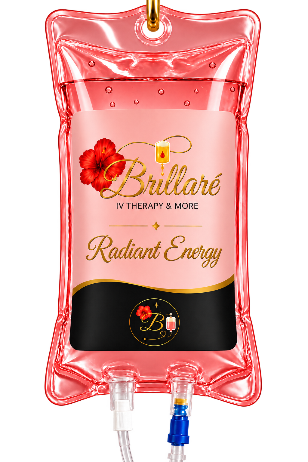 Radiant Energy IV therapy bag prepared for a mobile visit