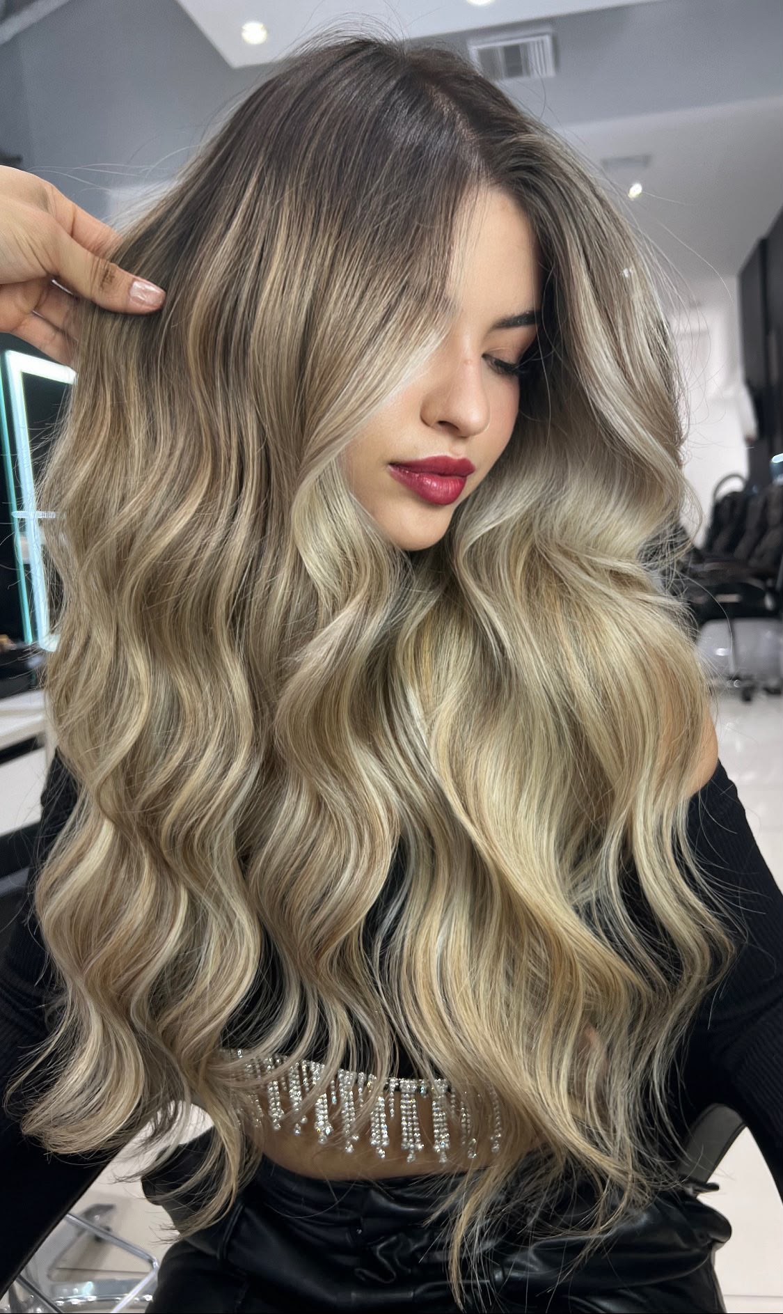 Balayage hair color transformation at Studio-D Brickell