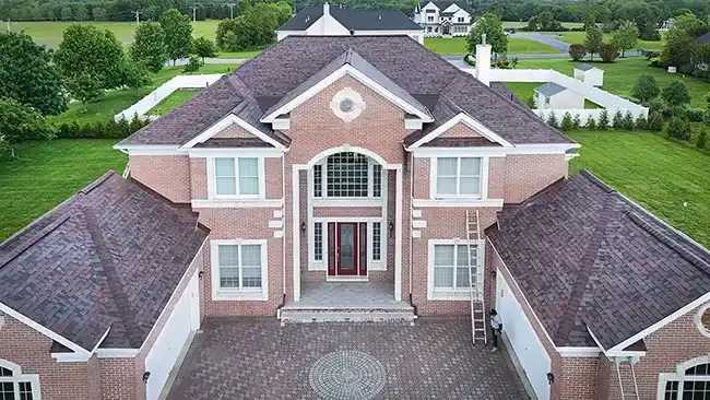 Professional roofing crew on site