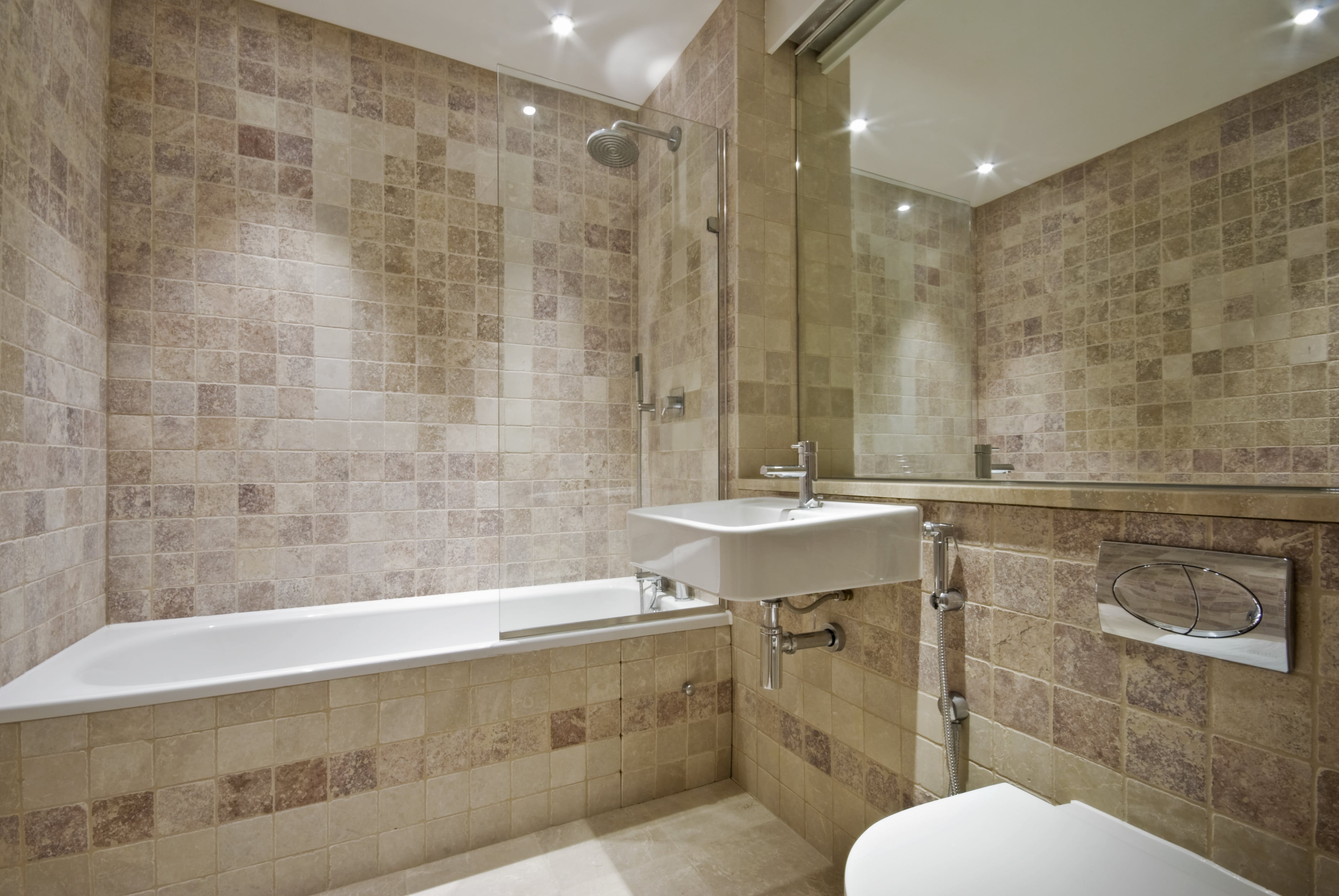 Natural stone wall tiling bathroom