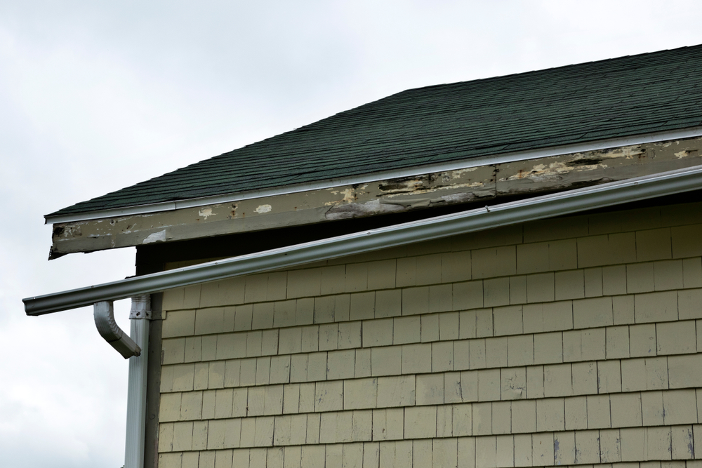 a picture of a house in need of gutter repair in texas