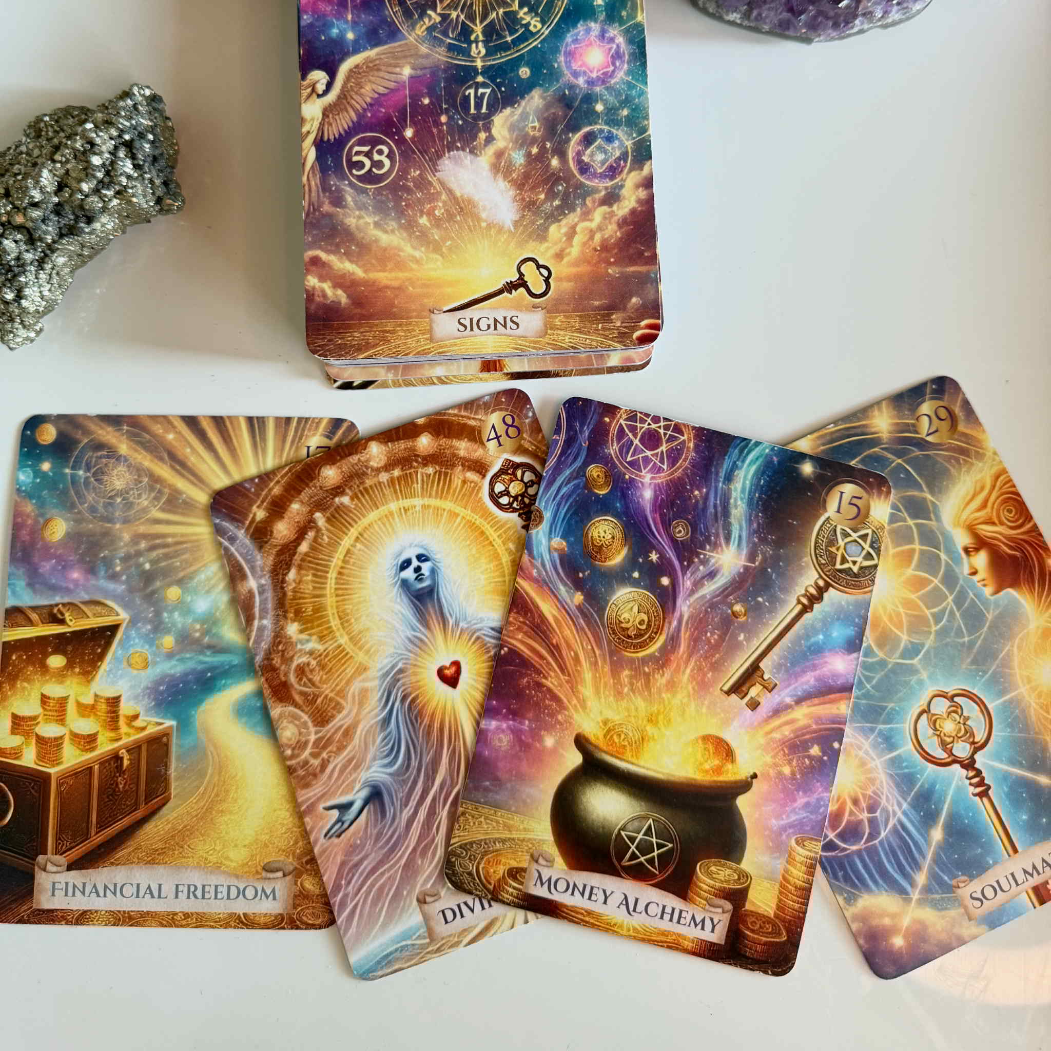 picture of akashic alchemy oracle cards on a white backgroun picture of akashic alchemy oracle cards on a white backgroun