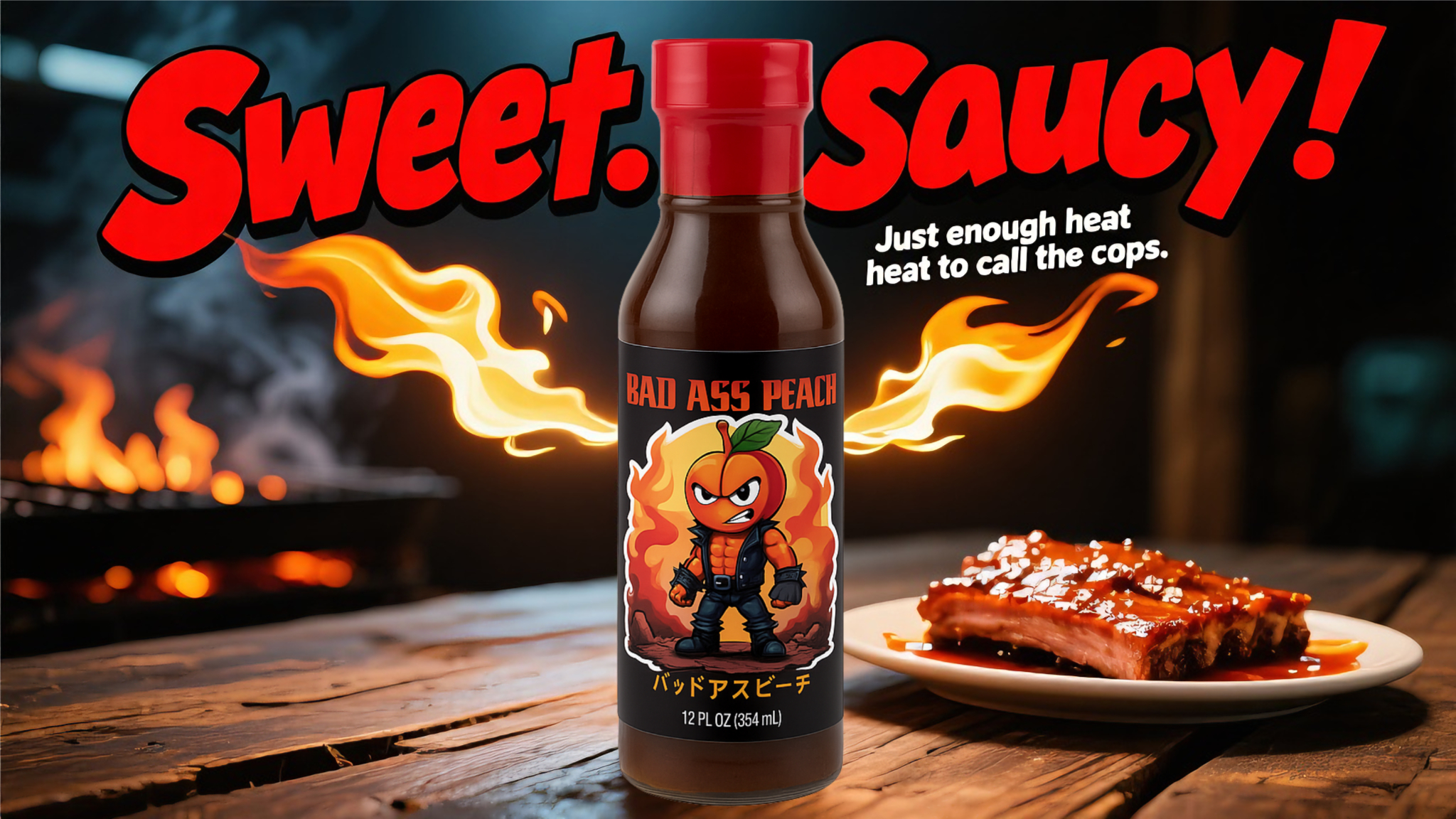 Grilled wings glazed with peach bbq sauce