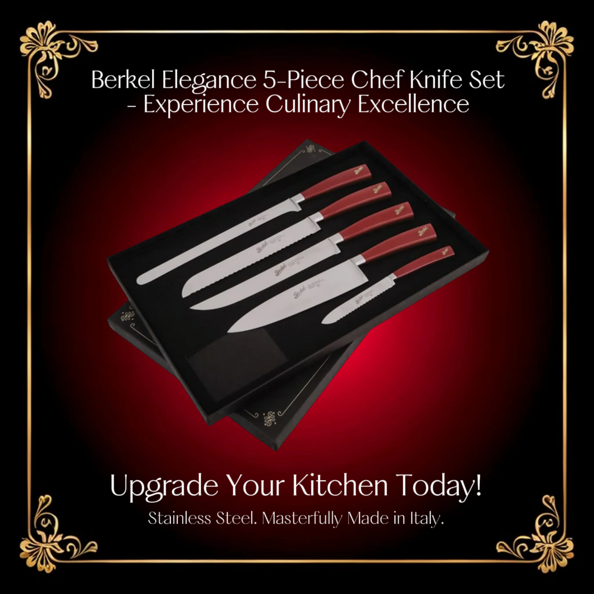Berkel Elegance 5-Piece Chef Knife Set in Red