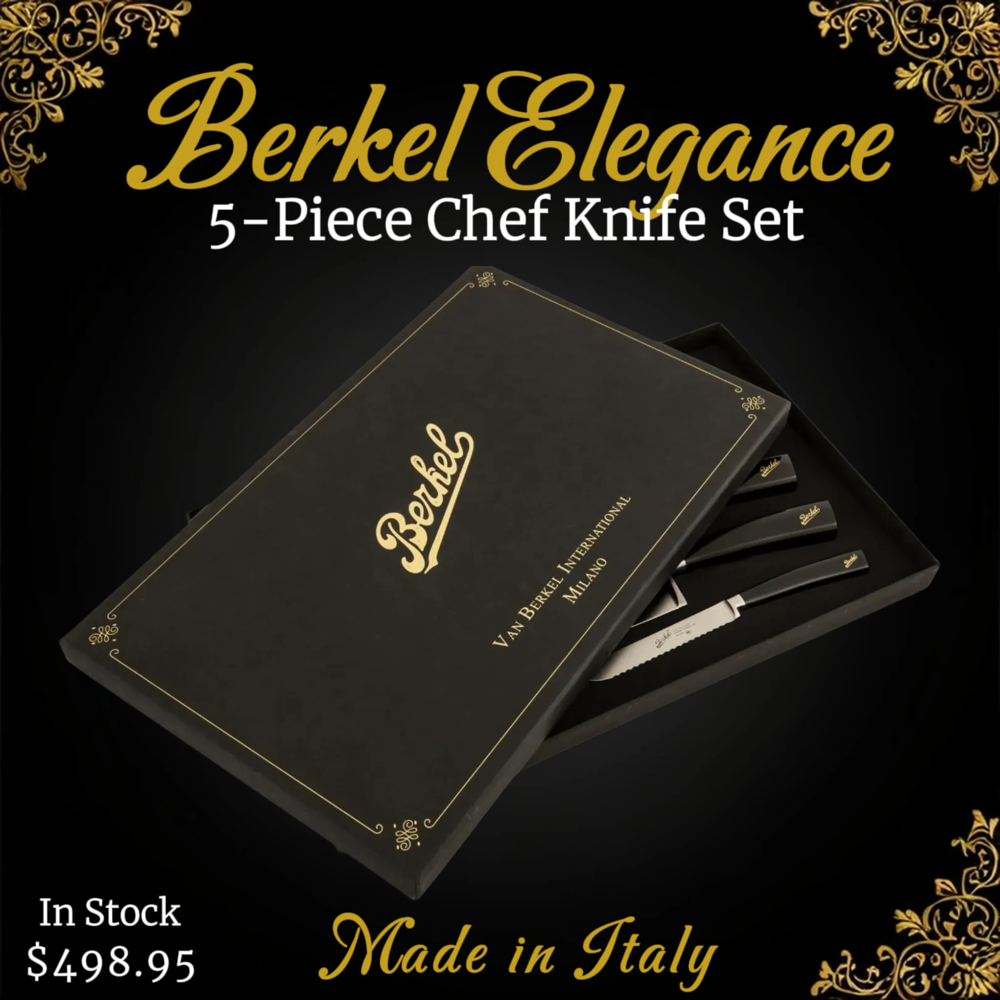 Berkel Elegance 5-Piece Chef Knife Set in Black