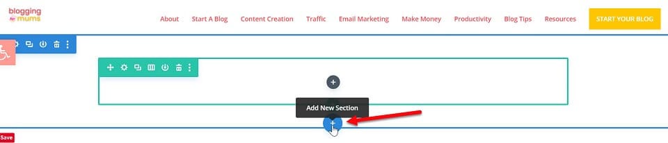 divi add new section