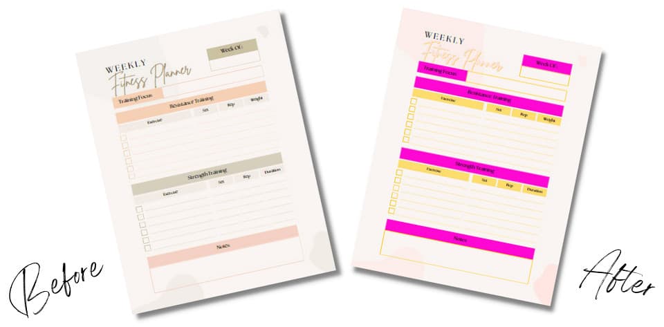 before and after look of the planner 