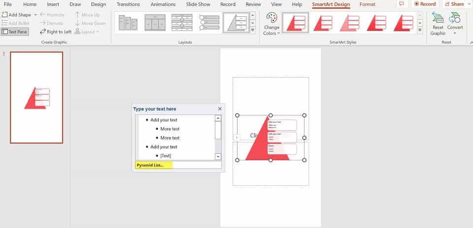 pyramid list option