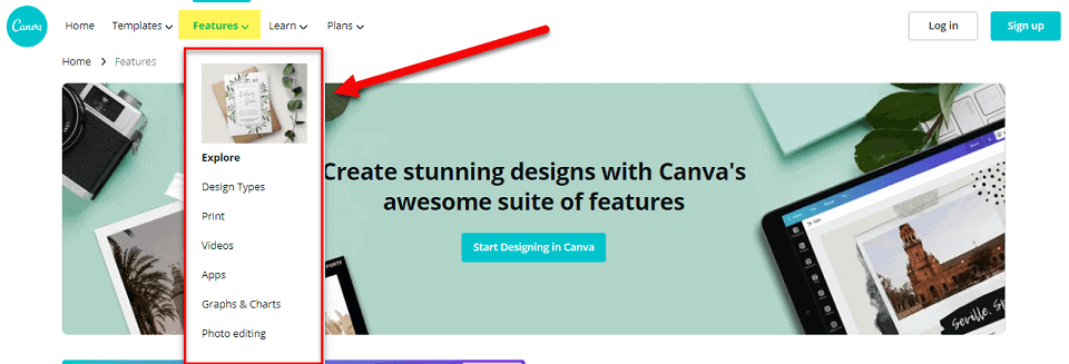 features or canva