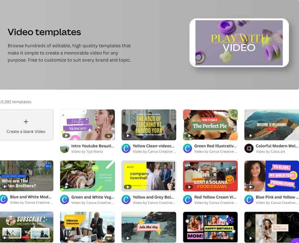 canva video templates