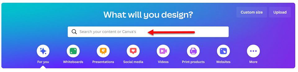 search canva for templates in the search bar