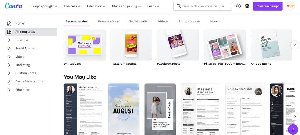 all canva templates