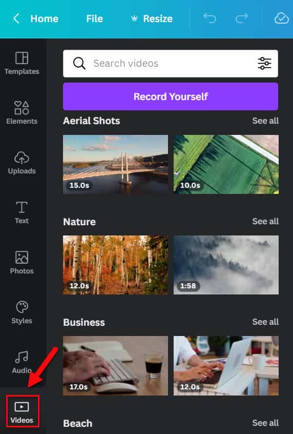 canva video options