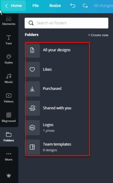 how to add folders in canva