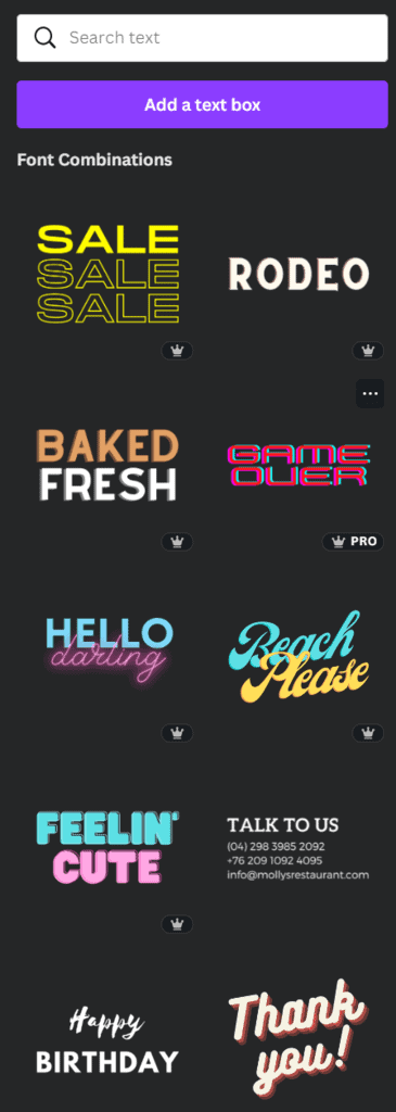 different font combinations