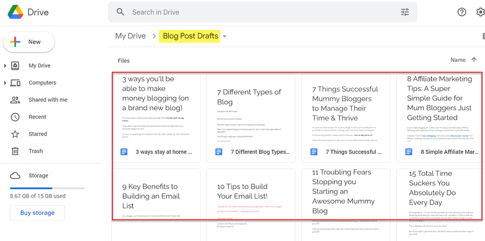 using google docs for draft posts