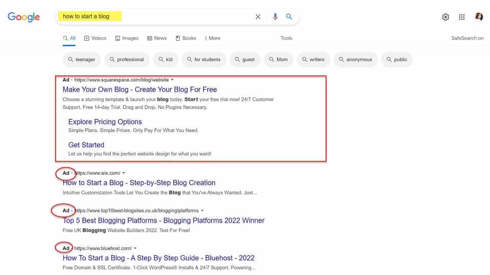 paid traffic ads on google