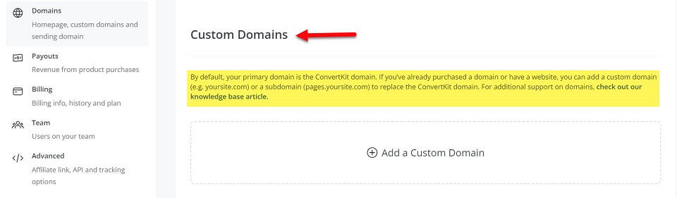 replace convertkit domain with custom domain