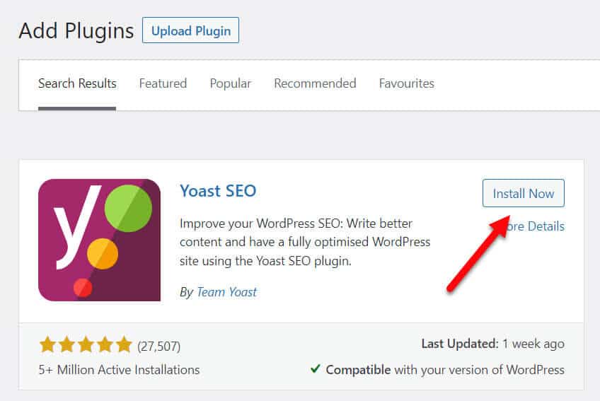 Upload and install the Yoast SEO plugin