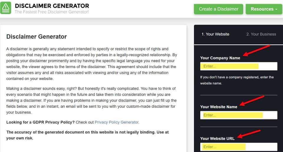 free disclaimer generator