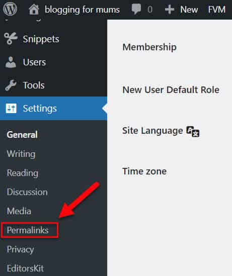 to get to permalinks go to settings