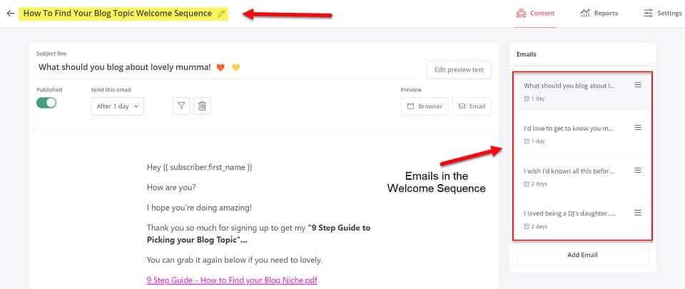 example of welcome email series